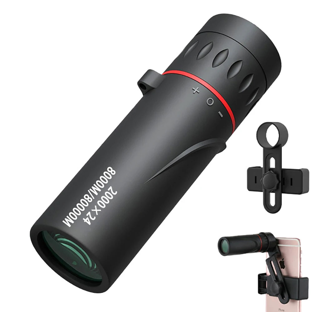 Monokulärt Teleskop 2000X24 HD med Mobiladapter – Perfekt för Stjärnskådning & Äventyr