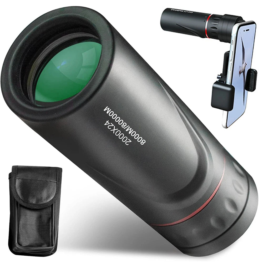 Monokulärt Teleskop 2000X24 HD med Mobiladapter – Perfekt för Stjärnskådning & Äventyr